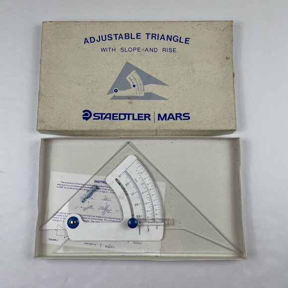 Vintage STAEDTLER Mars 964 51-10 Adjustable Triangle with Slope & Rise Drafting - Picture 1 of 10